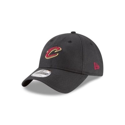 Black Cleveland Cavaliers Hat - New Era NBA Waxed Canvas 9TWENTY Adjustable Caps USA0718254